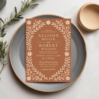 Elegant Boho Terracotta Floral Wedding Einladung