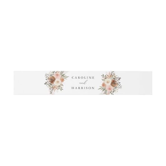 Elegant Boho Terracotta Floral Wedding Einladungsbanderole (Flach)