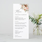 Elegant Boho Terracotta Floral Wedding Menükarte (Stehend Vorderseite)