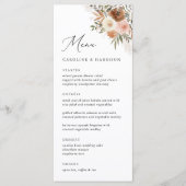 Elegant Boho Terracotta Floral Wedding Menükarte (Vorderseite)