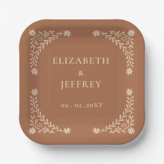 Elegant Boho Terracotta Floral Wedding Pappteller
