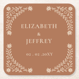 Elegant Boho Terracotta Floral Wedding Rechteckiger Pappuntersetzer