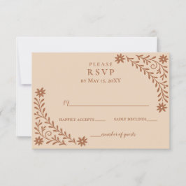 Elegant Boho Terracotta Floral Wedding RSVP Karte
