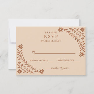 Elegant Boho Terracotta Floral Wedding RSVP Karte