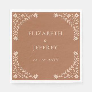Elegant Boho Terracotta Floral Wedding Serviette