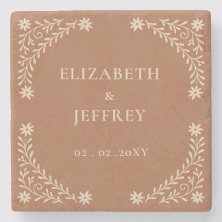 Elegant Boho Terracotta Floral Wedding Steinuntersetzer