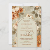Elegant Boho Terracotta Ivory Sage Floral Wedding  Einladung (Vorderseite)