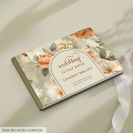 Elegant Boho Terracotta Ivory Sage Floral Wedding Gästebuch