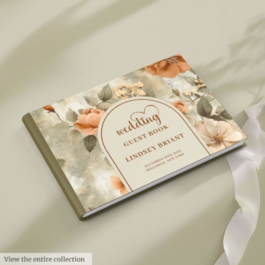Elegant Boho Terracotta Ivory Sage Floral Wedding  Gästebuch