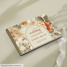 Elegant Boho Terracotta Ivory Sage Floral Wedding Gästebuch