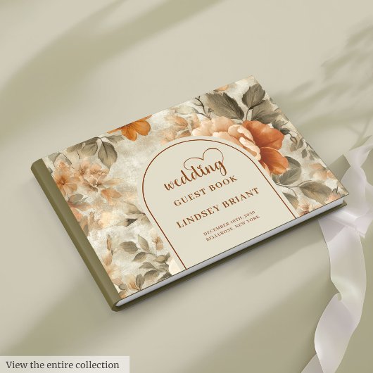 Elegant Boho Terracotta Ivory Sage Floral Wedding  Gästebuch