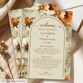 Elegant Boho Terracotta Ivory Sage Floral Wedding Programm