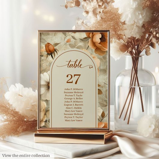 Elegant Boho Terracotta Ivory Sage Floral Wedding Tischnummer