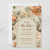 Elegant Boho Terracotta Sage Floral Save The Date Einladung (Vorderseite)