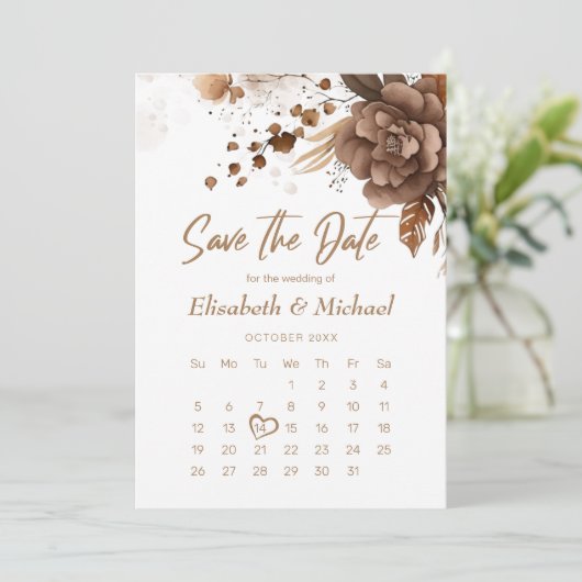Elegant Boho Terracotta Save the Date Wedding Einladung (Stehend Vorderseite)