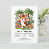 Elegant Boho Tiger Digital Geburtstag Einladung (Stehend Vorderseite)