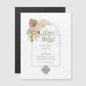 Elegant Boho Tropical Dried Blume Arch QR Code Magneteinladung (Vorne/Hinten)