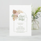 Elegant Boho Tropical Dried Blume Arch QR Code Save The Date (Stehend Vorderseite)