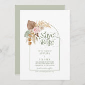 Elegant Boho Tropical Dried Blume Arch QR Code Save The Date (Vorne/Hinten)