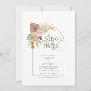 Elegant Boho Tropical Dried Blume Arch QR Code Save The Date