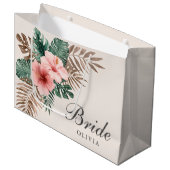 Elegant Boho Tropical Watercolor Blumenbride Große Geschenktüte (Vorderseite Schrägansicht)