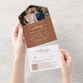 Elegant Boho UAWG QR Code Terracotta Wedding All In One Einladung (Abreißen)