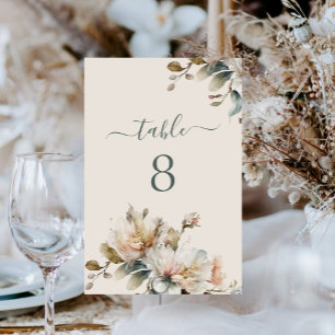 Elegant Boho Vintag Floral Wedding Tischnummer