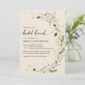 Elegant Boho Wassercolor Wildblumen Bridal Brunch Einladung (Stehend Vorderseite)