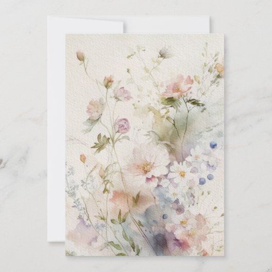 Elegant Boho Wasserfarbe Wildblumen Bestätigung Einladung (Rückseite)