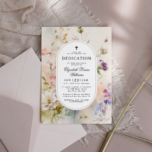 Elegant Boho Wasserfarbe Wildblumen Dedication Einladung