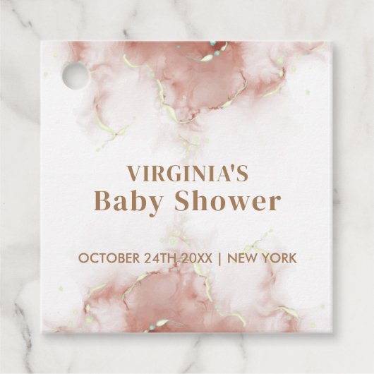 Elegant Boho Watercolor Agate Gold Baby Shower Geschenkanhänger (Vorderseite)