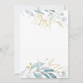 Elegant Boho Watercolor Blue Floral Gold Wedding Einladung (Rückseite)