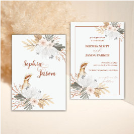 Elegant Boho Watercolor Blume Hochzeit Einladung
