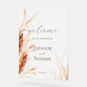 Elegant Boho Watercolor Pampas Hochzeit im Herbst Acrylschild (Winkel)