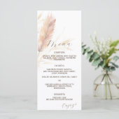 Elegant Boho Watercolor Pampas Hochzeit im Herbst Menükarte (Stehend Vorderseite)