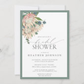 Elegant Boho Watercolor Protea Brautparty Invit Einladung (Vorderseite)