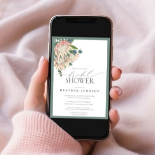 Elegant Boho Watercolor Protea Brautparty Invit Einladung