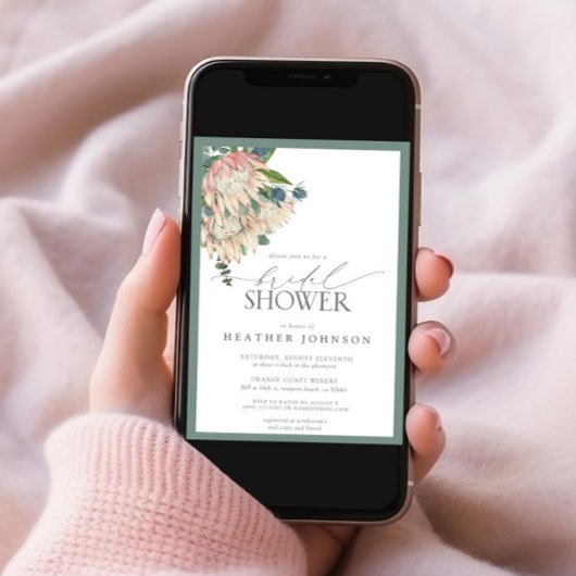 Elegant Boho Watercolor Protea Brautparty Invit Einladung