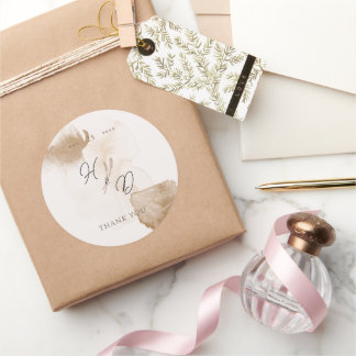 Elegant Boho Watercolor Runder Aufkleber