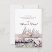 Elegant Boho Watercolor Venedig Script Wedding Dankeskarte (Vorderseite)