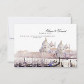 Elegant Boho Watercolor Venedig Script Wedding Dankeskarte (Vorderseite)