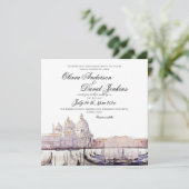 Elegant Boho Watercolor Venedig Script Wedding Einladung (Stehend Vorderseite)