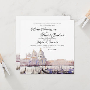 Elegant Boho Watercolor Venedig Script Wedding Einladung