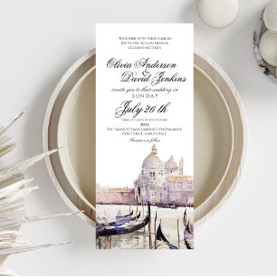 Elegant Boho Watercolor Venedig Script Wedding Einladung