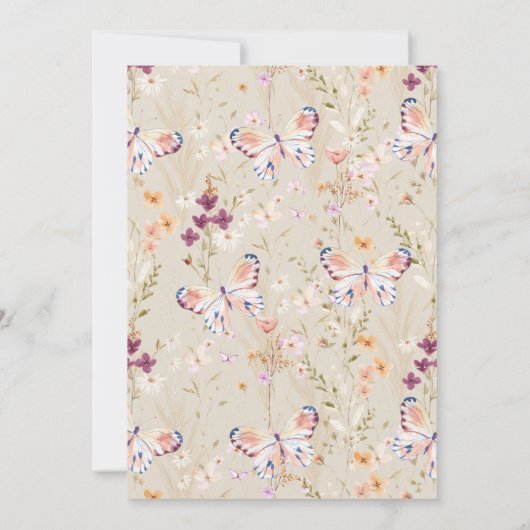 Elegant Boho Watercolor Wildblume Baby Shower Einladung (Rückseite)