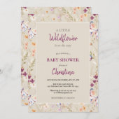 Elegant Boho Watercolor Wildblume Baby Shower Einladung (Vorne/Hinten)