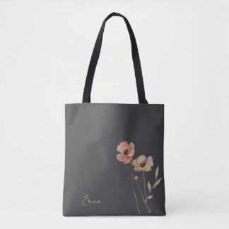 Elegant Boho Watercolor Wildflower Moody Blush Tasche