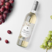 Elegant Boho Watercolor Wildflowers Christening Weinetikett