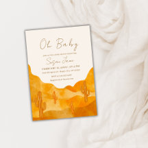 Elegant Boho Watercolor Wüste Cactus Baby Shower