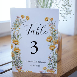 Elegant Boho Weadow Ivory Wildblume Wedding Tab Tischnummer